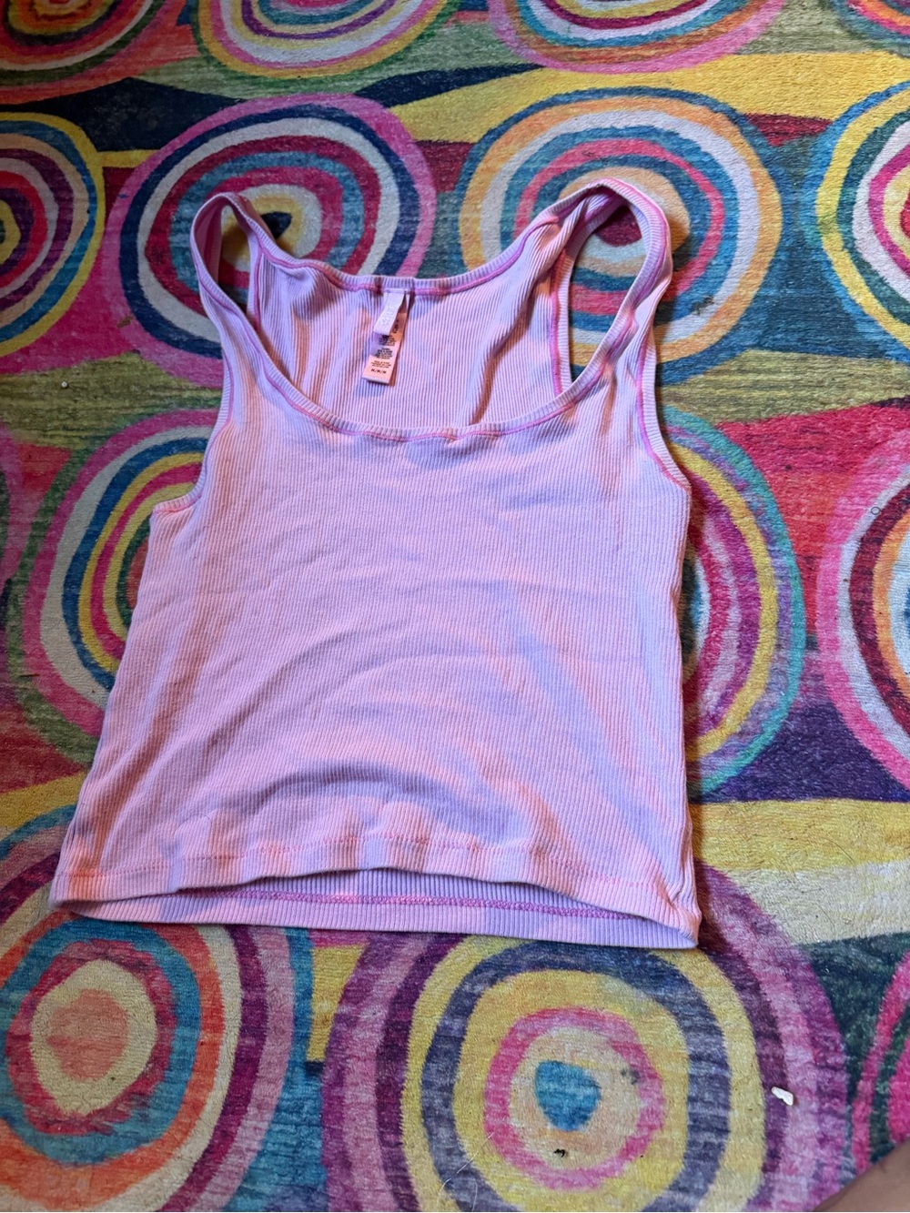 SKIMS Light Pink Ribbed Tank Crop Top